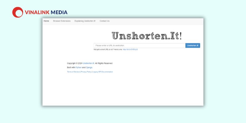 Công cụ kiểm tra độ tin cậy của trang web UnShorten.it